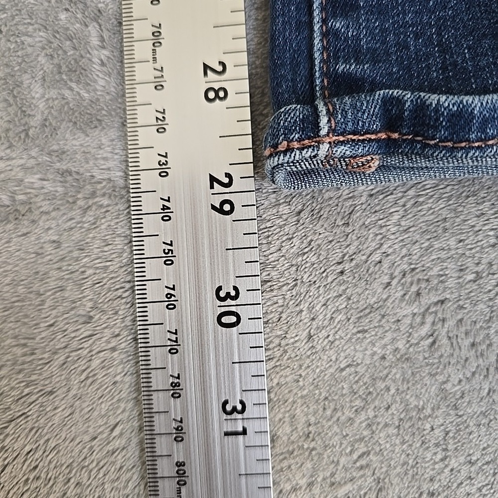 American Eagle Jeans Womens 8 Blue Kick Boot Long Dark Wash Super Stretch Flare - Picture 7 of 10